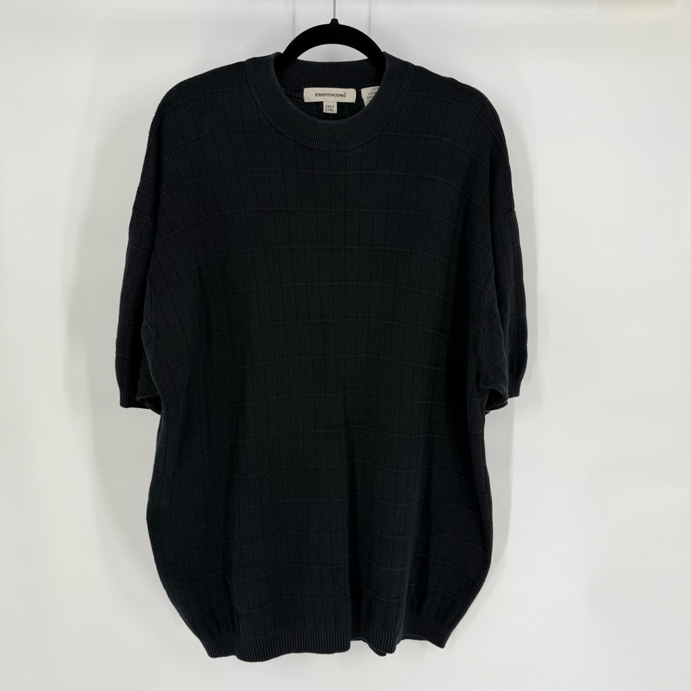 Pronto Uomo Silk Cotton Short Sleeve Crewneck Tall Sweater 2XLT Block Textured